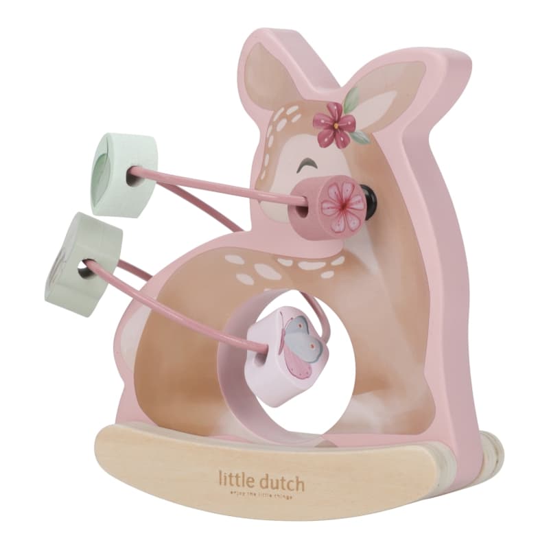 Mini Boulier a Bascule Faon en Bois Fsc, rose marron vert multicolore fairy garden little dutch — vue 2 sur 3