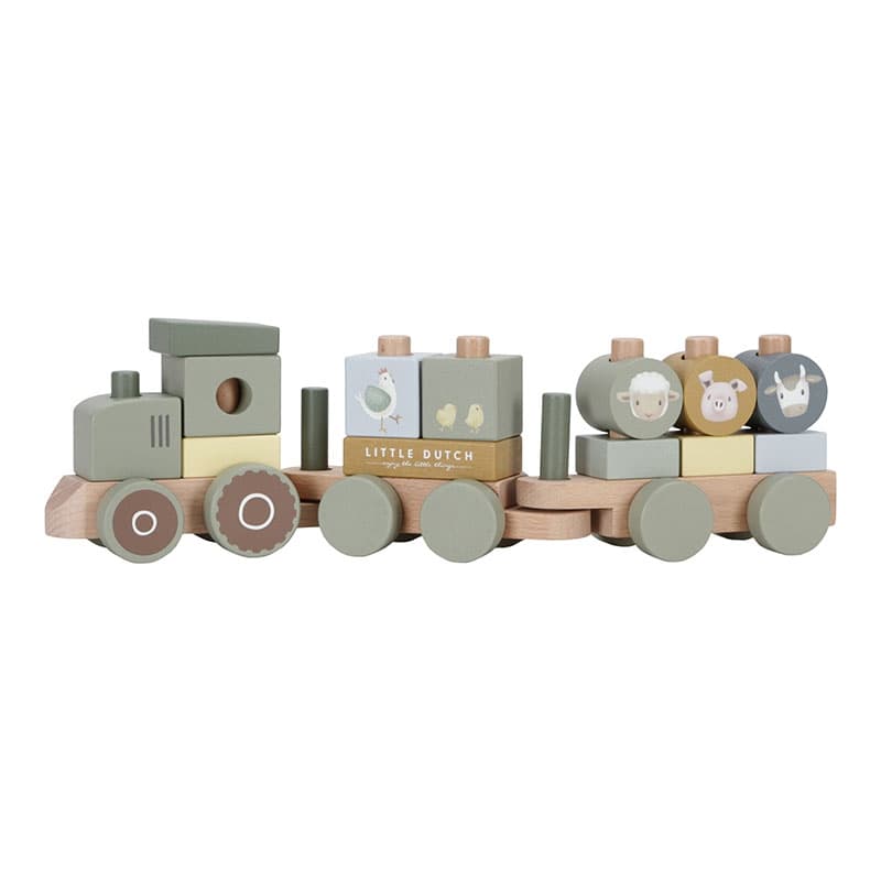 Train a Blocs en Bois Fsc Tracteur, 12m+ little farm little dutch 05-24 — vue 1 sur 5