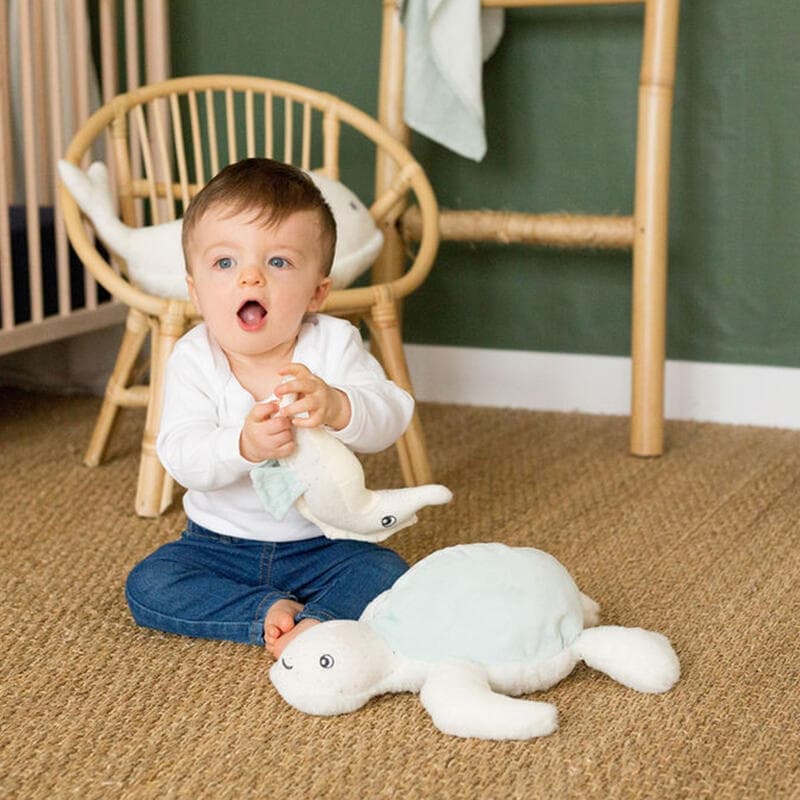 Peluche Manu, au large de nova trois kilos sept vert/ beige 30cm h-22 — vue 2 sur 2