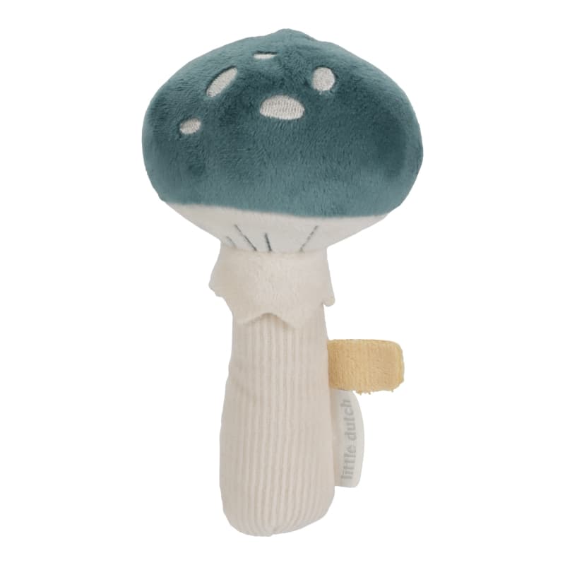 Hochet Peluche Champignon, bleu beige forest friends little dutch — vue 1 sur 2