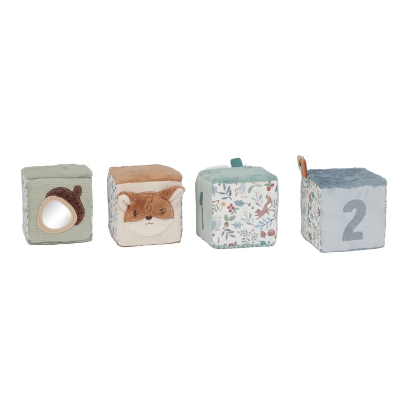 Lot de 4 Cubes Doux, marron bleu jaune multicolore forest friends little dutch — vue 4 sur 4