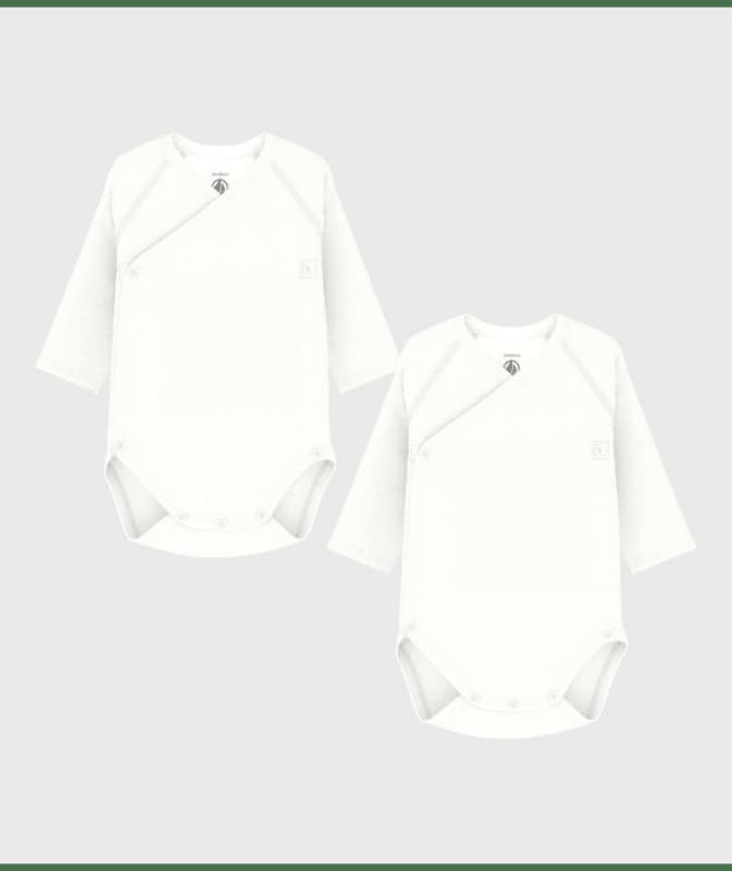 2 Bodies Naissans Manches Longues, blanc 1m petit bateau ah25