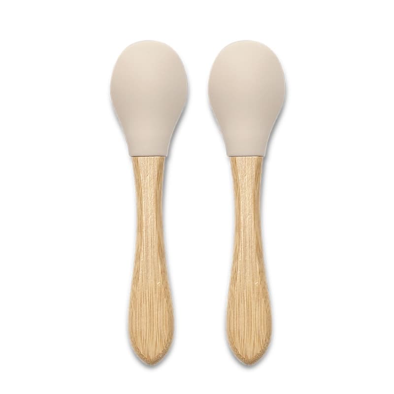 Lot de 2 Cuilleres Silicone Manche Bambou, beige lorelli 25/11 — vue 2 sur 3