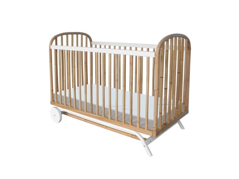 Delphy Lit Rotin 60 X 120 Cm, théo naturel et neige — vue 2 sur 3