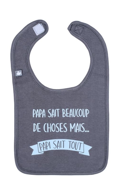 Bavoir Papi Sait Tout, bb&co anthracite/bleu 0-18 mois per