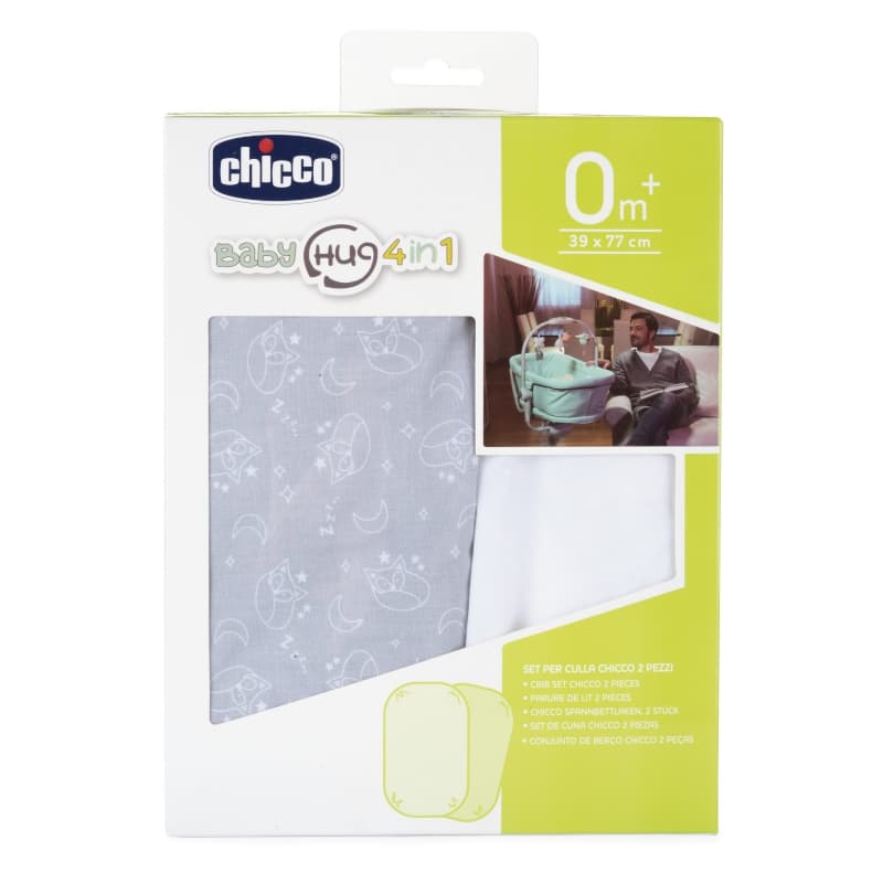 Draps Housse Baby Hug 4in1 Lot de 2, chicco grey fox — vue 1 sur 3