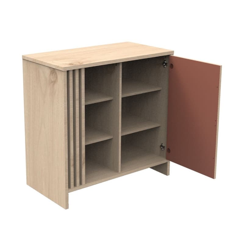 Commode 1 Porte Terracotta, tokyo meuble chêne suave - terracotta — vue 5 sur 5