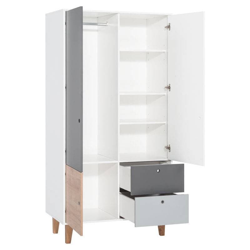 Armoire 2 Portes Rose Concept, blanc/graphite/gris/rose — vue 2 sur 5