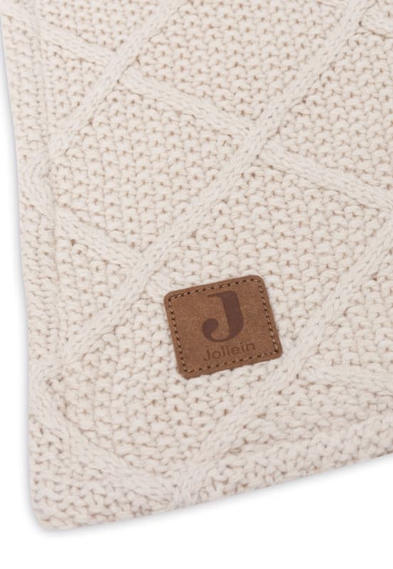 Couverture Berceau Fleece, oatmeal 75x100cm check knit jollein h-24 — vue 3 sur 5