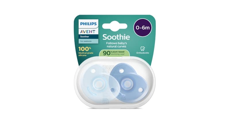 Sucette Soothie Coeur X2, bleu 0-3m avent 25/07 — vue 3 sur 3