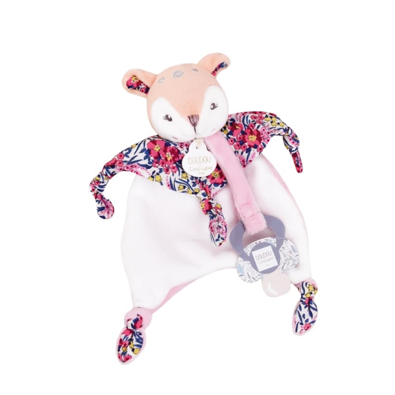 Boh'aime Faon Doudou Attache Sucette, rose 20cm doudou sensoriel doudou et compagnie a-24 h-24