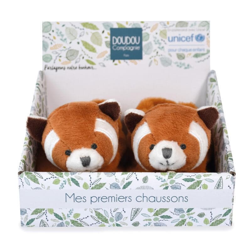 Unicef Panda Roux Chaussons, orange 0-6m doudou s'engage doudou et compagnie a-24 h-24