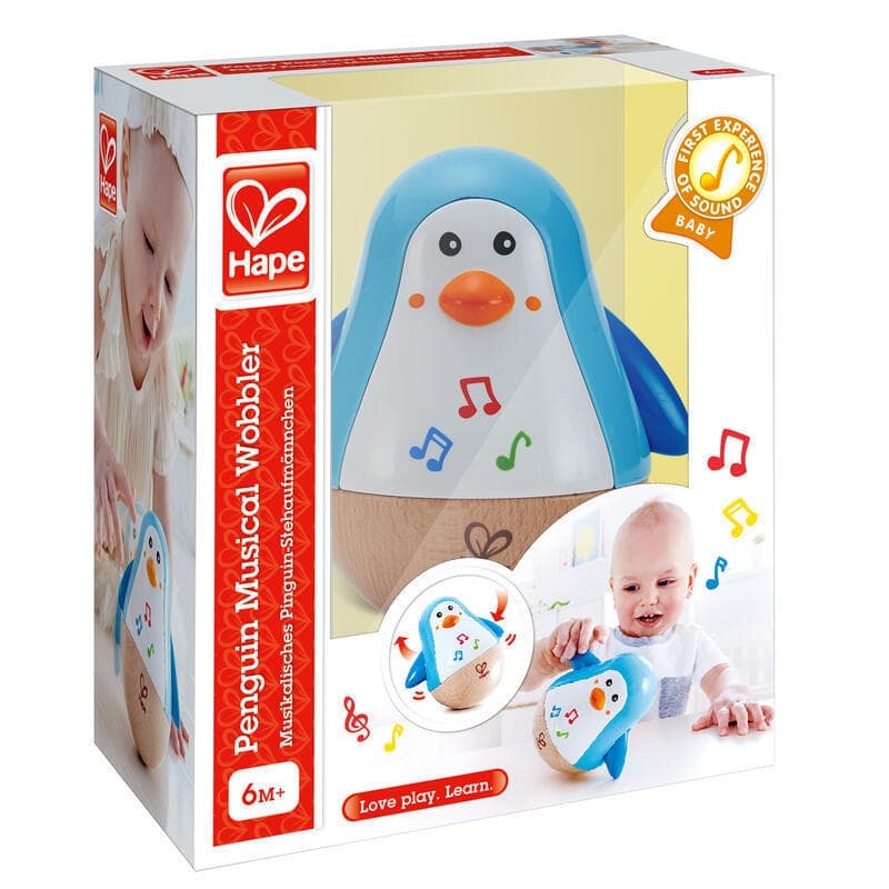 Pingouin Culbuto Musical, eveil musical hape bois et multi 11,7 * 11,7 * 12,5 cm e-2023 — vue 2 sur 2