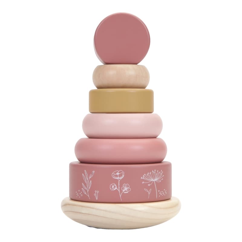 Ld Pyramide Anneaux en Bois - Pink Flowers, wild flowers little dutch 2021 — vue 3 sur 3