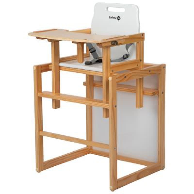 Chaise Haute 2 en 1 Cherry Natural Wood - Convertible en Bureau, safety first — vue 1 sur 2