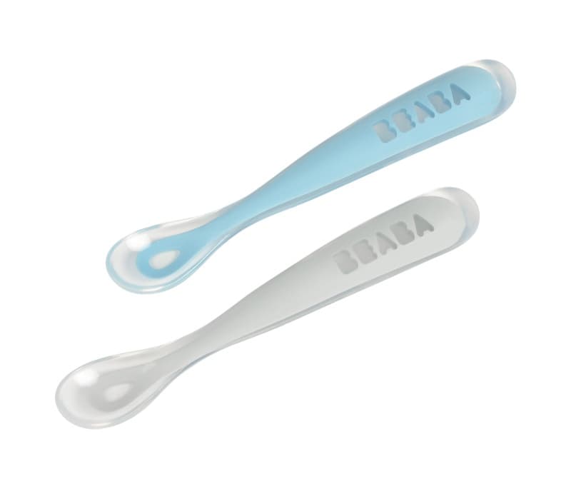 Lot de 2 Cuilleres 1er Age Silicone avec Boite de Transport Bleu, windy blue — vue 1 sur 5