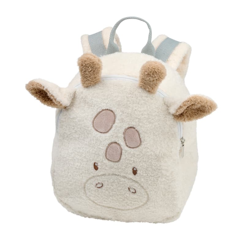 Sac a Dos Girafe, ecru teddy bouclette nattou h-24 — vue 1 sur 3