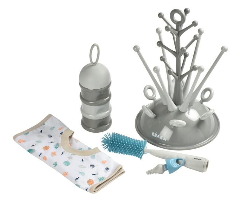 Coffret Naissance Egouttoir Bavoir Boite Doseuse Goupillon, beaba coloris assortis per — vue 4 sur 4