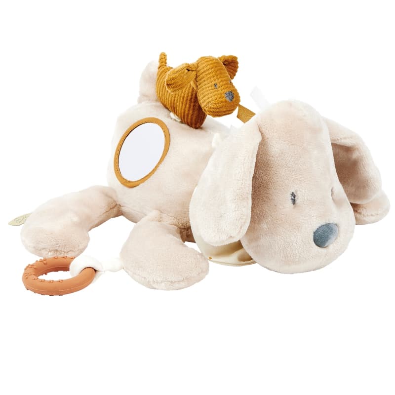 Charlie Peluche d'Eveil Chien, charlie nattou beige et brun 30x25 h-22
