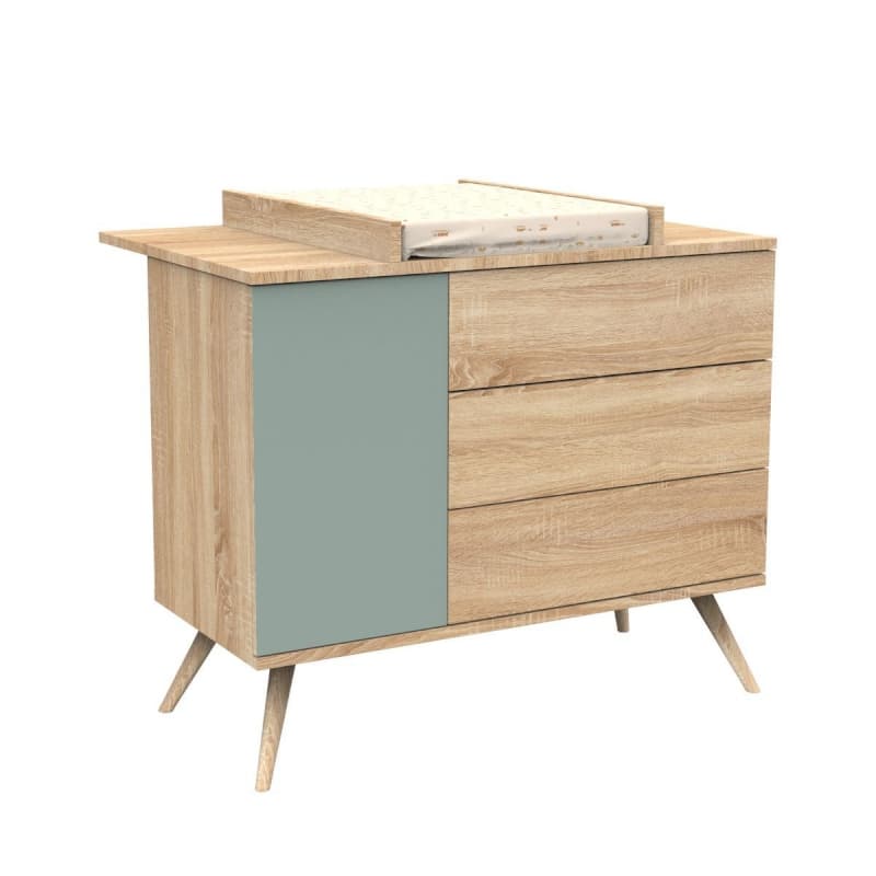 Dispositif a Langer, Dessus Integral, 15kg Joues Bois, seventies meuble chêne doré — vue 4 sur 5