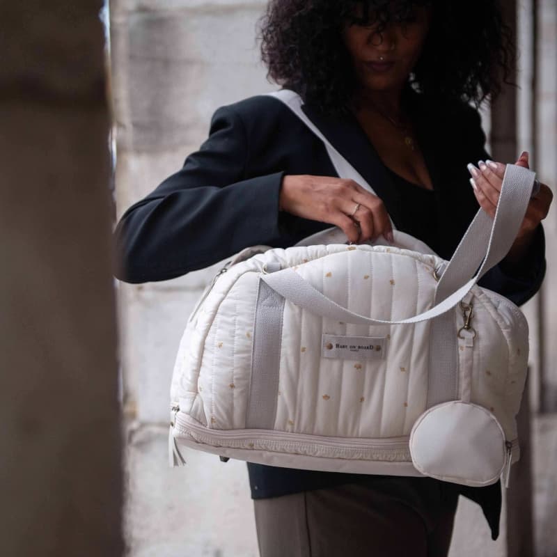 Sac a Langer Doudoune, coton blanc baby on board 26/07 — vue 1 sur 5