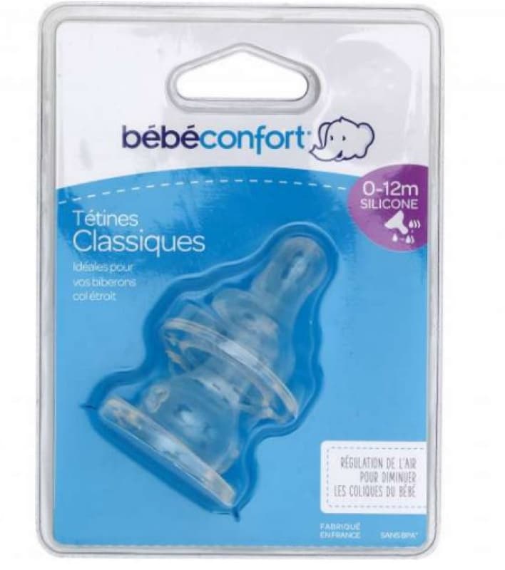 Tetine Col Etroit Silicone T2 3 Vitesses 0 12m X2, bebeconfort 0 disponible