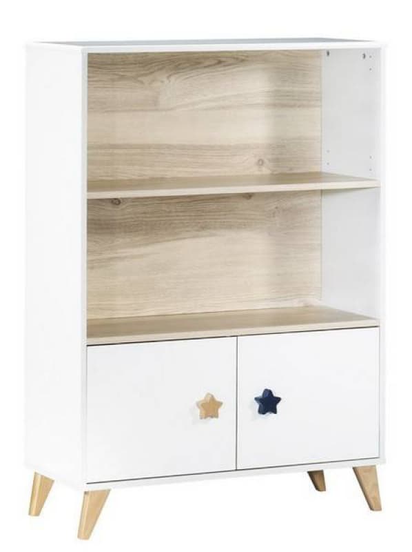 Bibliotheque 2 Petites Portes Oslo Bou, oslo boutons etoile sauthon easy blanc/decor sand