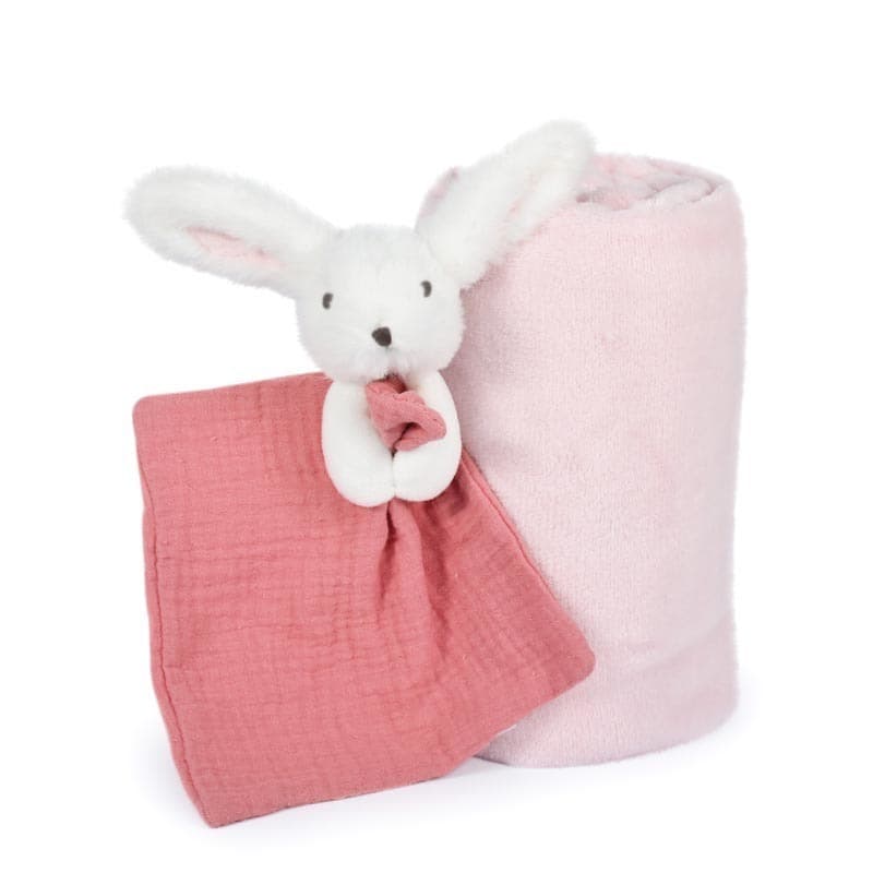Plaid et Doudou Happy Boho, rose 10x70cm doudou sensoriel doudou et compagnie a-24 h-24 — vue 1 sur 2