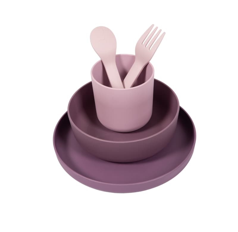 B-set Vaisselle Biodegradable Cpla 5pcs, bo jungle rose/mauve — vue 1 sur 4