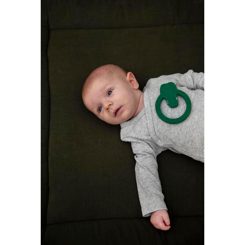 Natural Rubber Round Teether - Mr. Crocodile, trixie vert — vue 1 sur 5