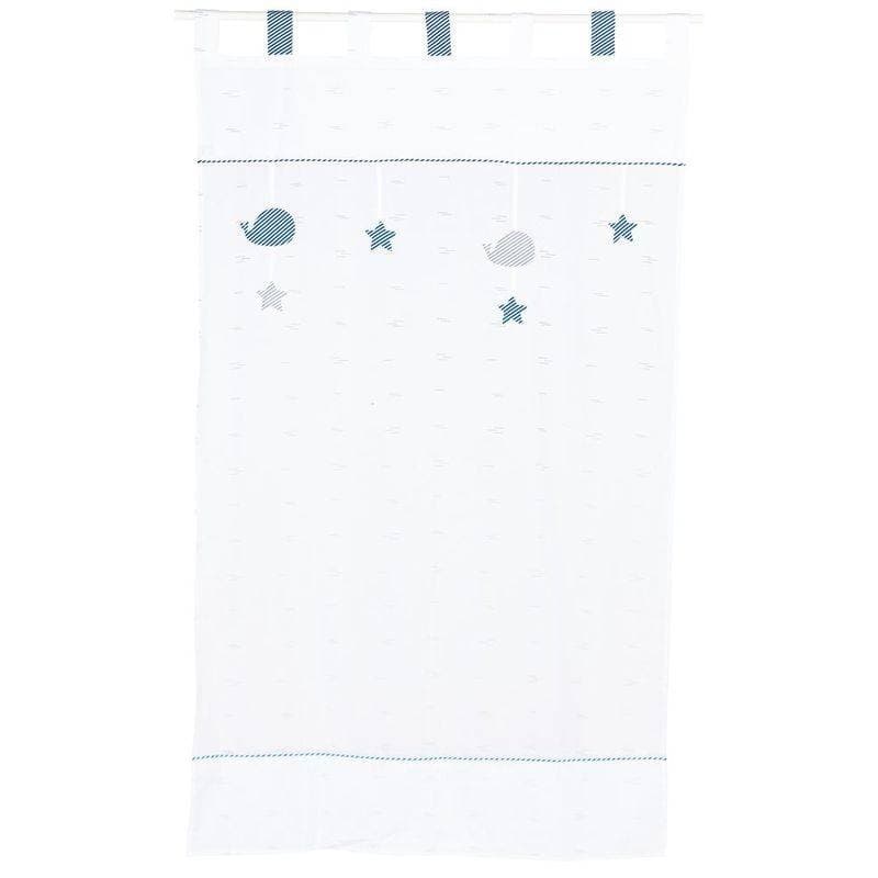 Rideau Blue Baleine, blue baleine sauthon baby deco blanc - bleu - gris — vue 1 sur 2