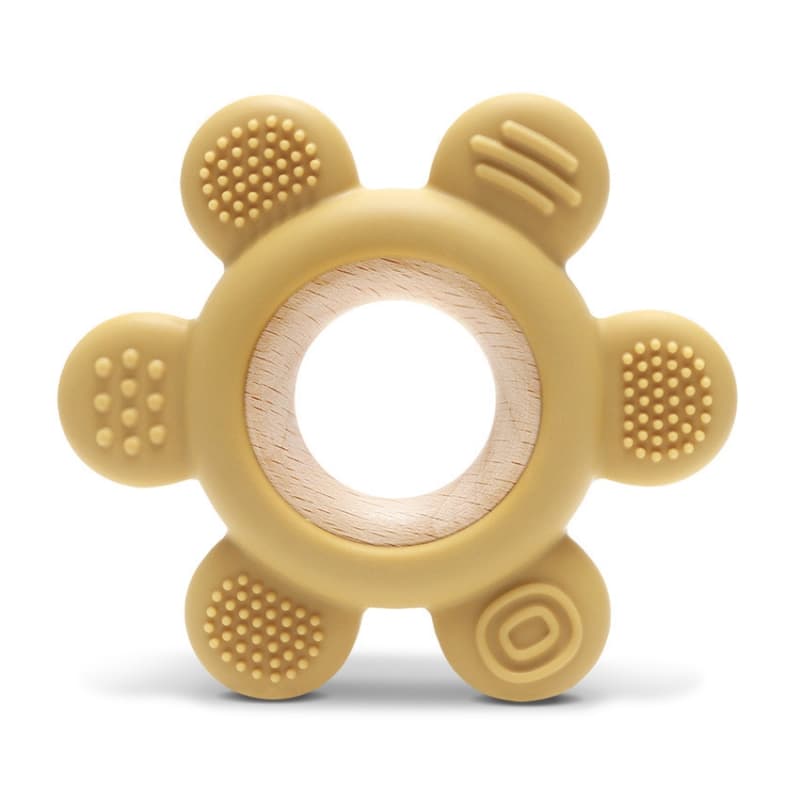 Anneau de Dentition Silicone Fleur + Hetre, jaune lorelli 25/03 — vue 1 sur 2