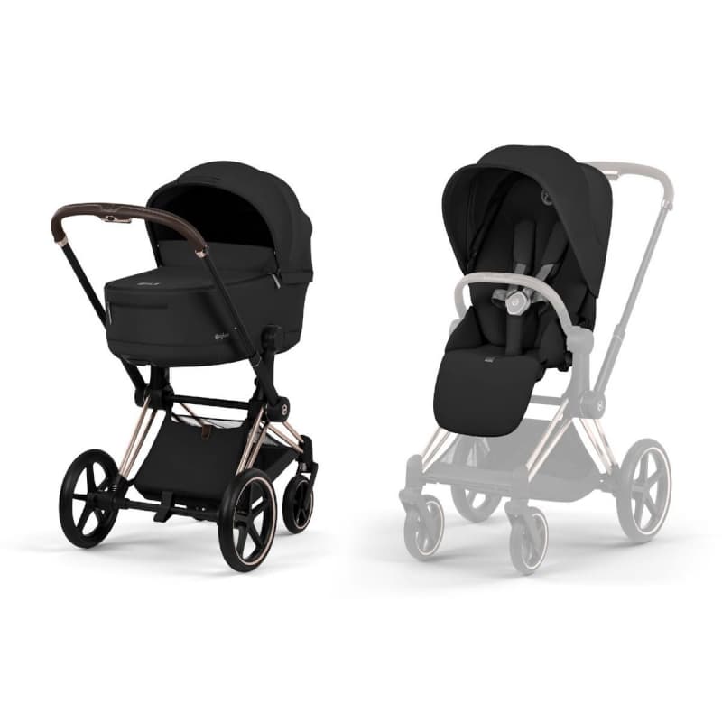 Duo Priam + Nacelle Confort, rose gold sepia black platinum cybex 26/04