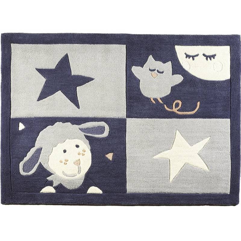 Tapis de Chambre Tufte Main Rectangle Merlin, merlin sauthon baby deco bleu/blanc 130 x90 cm per — vue 2 sur 3