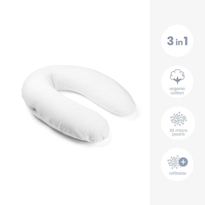 Coussin Maternite Buddy, gris silver dots confort doomoo — vue 3 sur 5