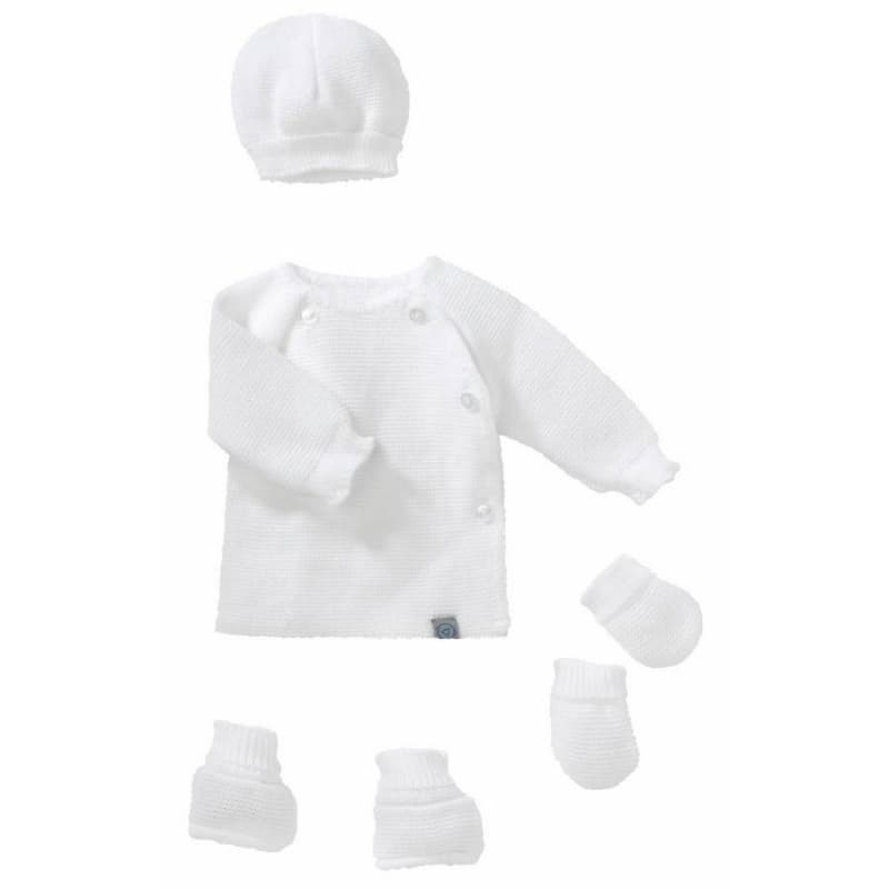 Lot Maternite Maille Blanc Naissance, bebe9creation maille — vue 1 sur 2