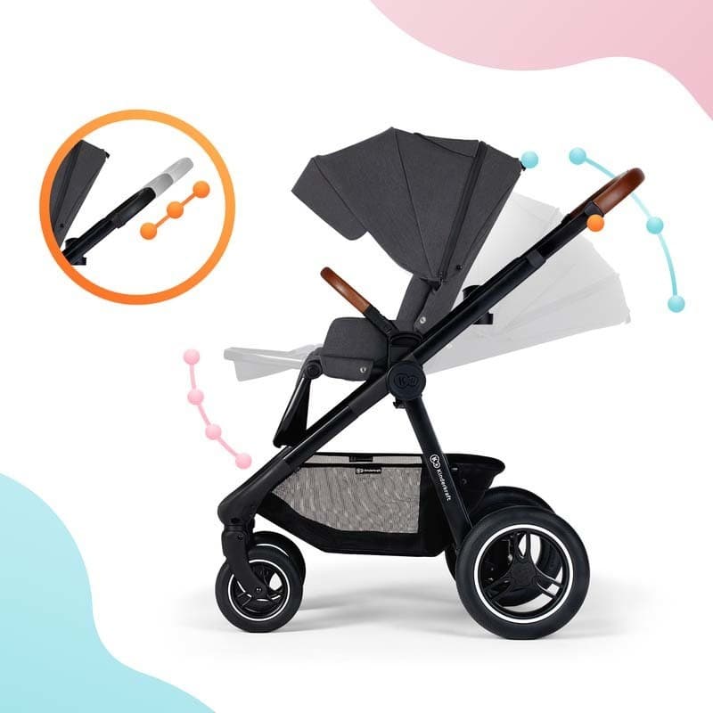 Kinderkraft Poussette Everyday 2en1 Dark Grey Chassis Black, kinderkraft grise foncée 114 x 60 x 99 — vue 4 sur 5