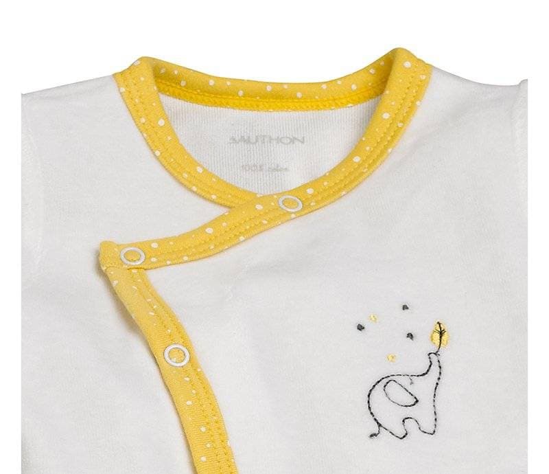 Pyjama Velours Babyfan, babyfan sauthon babywear blanc/jaune naissance per — vue 1 sur 3