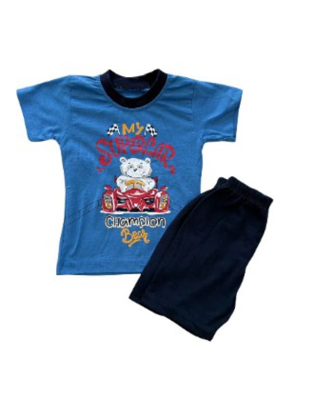 Ens Short+tee Shirt Garcon 9m, bleu fonce