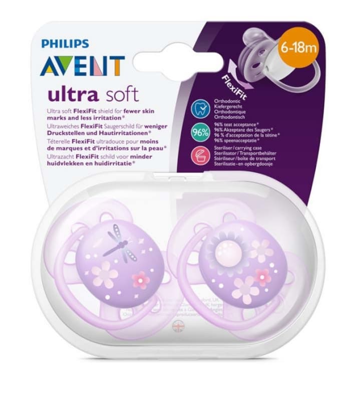 2 Sucette Ultra Douce - 6-18 Mois Fille - Violet - Libellule/fleurs — vue 2 sur 4