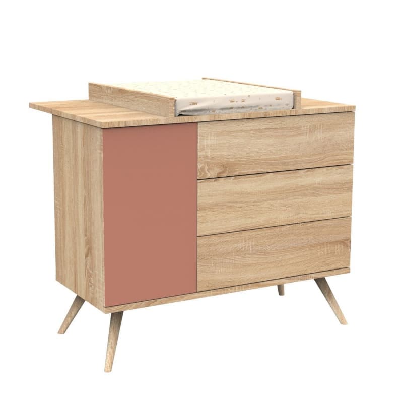Dispositif a Langer, Dessus Integral, 15kg Joues Bois, seventies meuble chêne doré — vue 5 sur 5