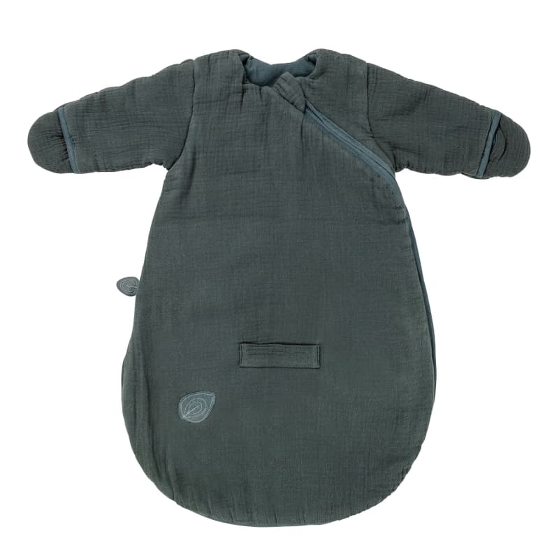 Gigoteuse 60 Cm Tissu Lange Vert Fonce avec Manches et Mitaines, luna&axel nattou