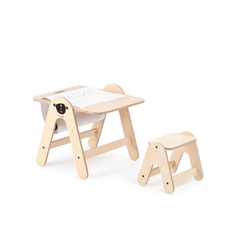 Table d'Activite Ours, mamatoyz natural color table : 53x60x78 cm stool : 28x33x30 cm — vue 2 sur 3