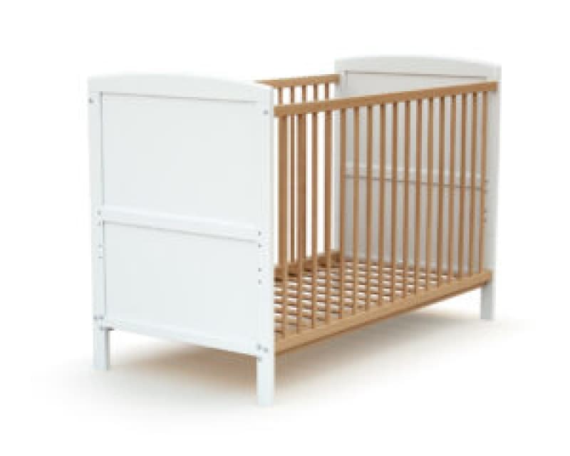 Lit Bebe Evolutif, blanc et hetre verni 60x120cm essentiel at4 ah 24 — vue 3 sur 5