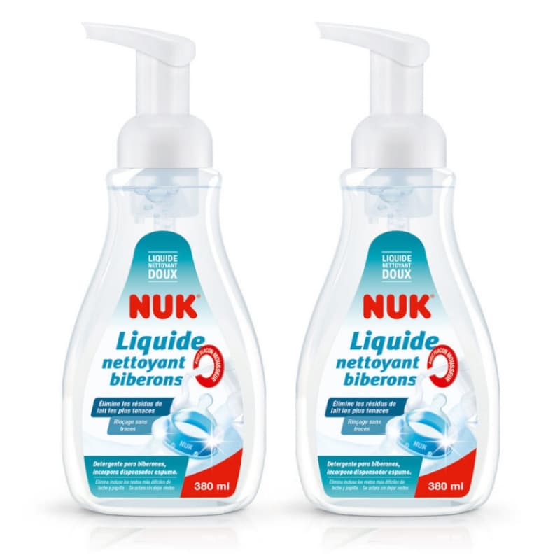 Lot 2 Liquides Nettoyants Bib-flacon Mousseur, transparent 380ml nuk