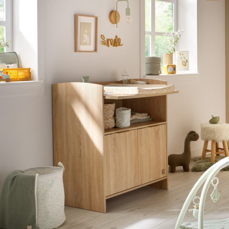 Commode 2 Portes, 1 Niche Dal Inclus, azur meuble chêne doré — vue 4 sur 5