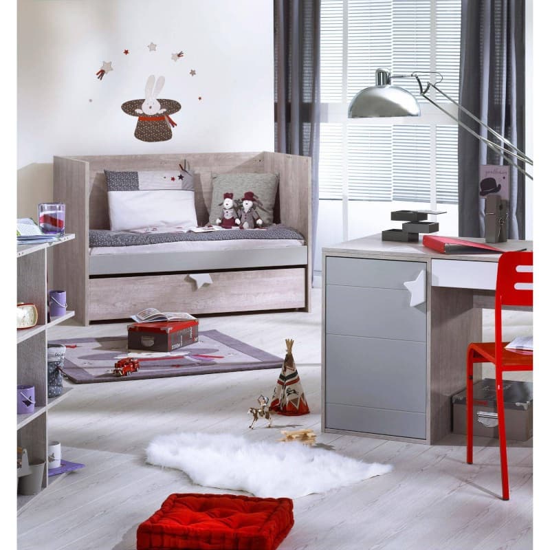 Lit Evolutif en 90x200 et 140x200 Kit Transformat, nova sauthon easy gris/decor gris loft l 144 h 96 — vue 2 sur 5