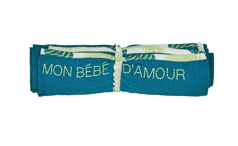 Lange en Double Gaze de Coton Gaufre, bb&co vert paon per