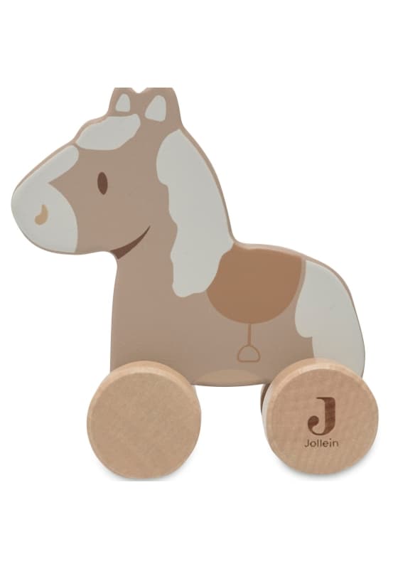 Cheval en Bois a Roulettes, multicolor nostalgic ride jollein h-24 — vue 1 sur 3