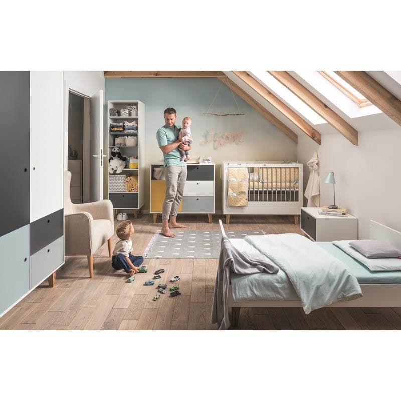 Lit 60x120 Blanc Concept, 124,5x65x97 cm blanc/gris — vue 2 sur 2